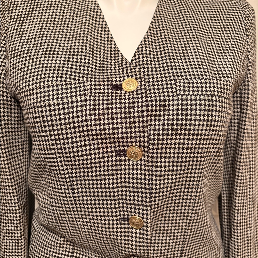 Chaus Houndstooth Blazer with Gold Accents